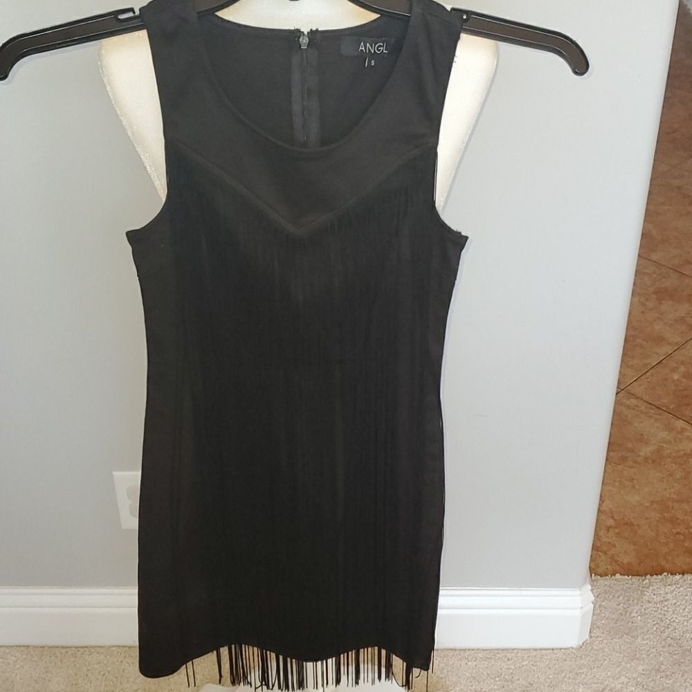 Black fringe dress Size Small ANGL